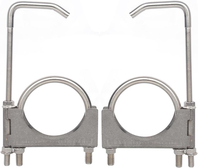 eLifecenter Heavy Duty 3 Inch Stainless Exhaust Clamp with Hanger Rod for Universal 3" Exhaust Pipes - Image 1